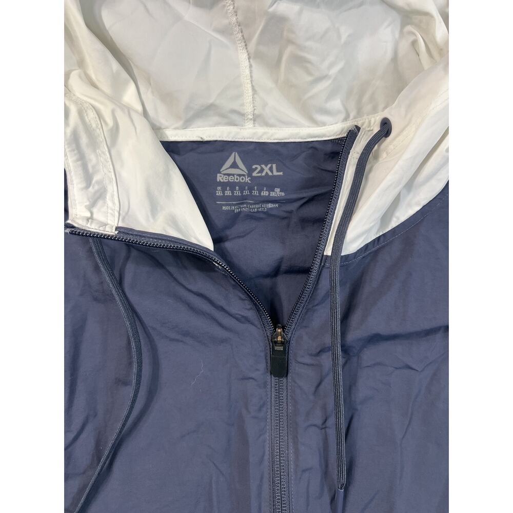 Men's Reebok Blue & White Hooded Track Jacket Size 2XL Activewear - Picture 2 of 7